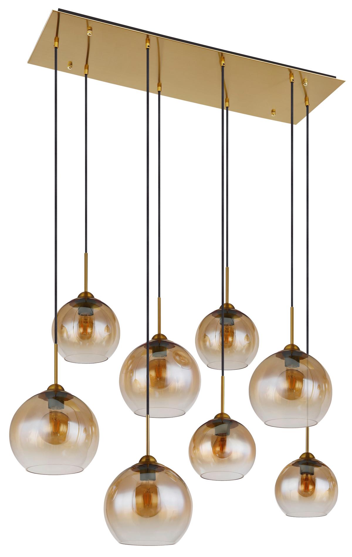 Hängeleuchte Jamessa Messingfarben max. 60 Watt - Klar/Messingfarben, Design, Glas/Metall (106/46/150cm) - Globo
