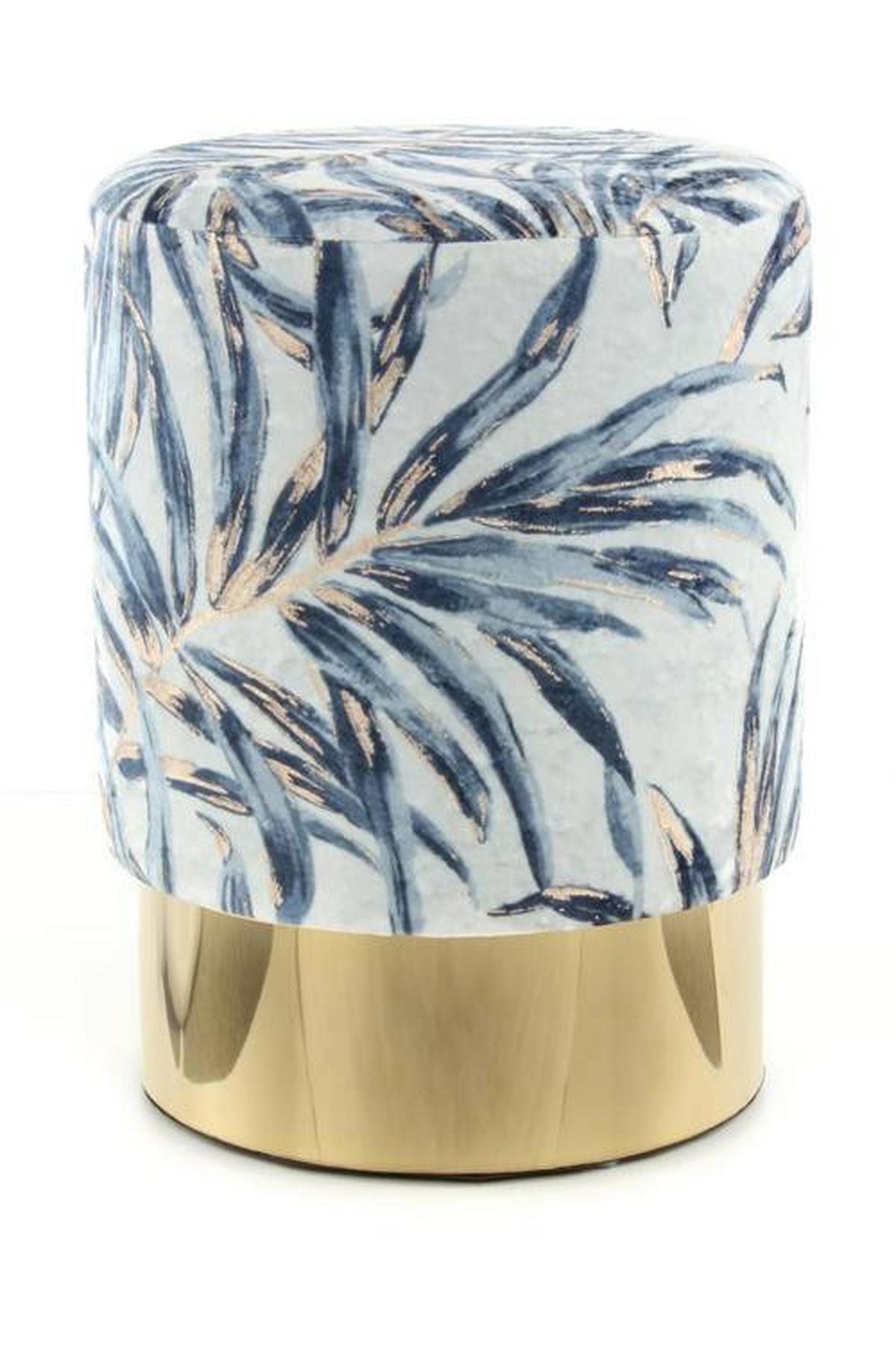 HOCKER GIPSY 225 - Blau/Goldfarben, Design, Textil/Metall (35/46/35cm) - Kayoom