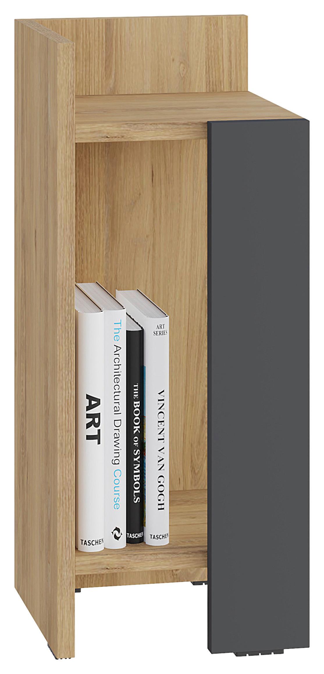 Nachttisch Elos ca. 27x60x25 cm Eichefarben - Eichefarben/Anthrazit, Design, Holzwerkstoff (27/60/25cm) - Livetastic