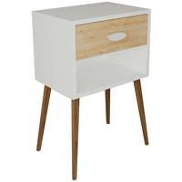 Nočna Omarica Singol Xl, Bela, Barva Hrasta - bela/medeni hrast, Moderno, leseni material (45/70/30cm) - MID.YOU