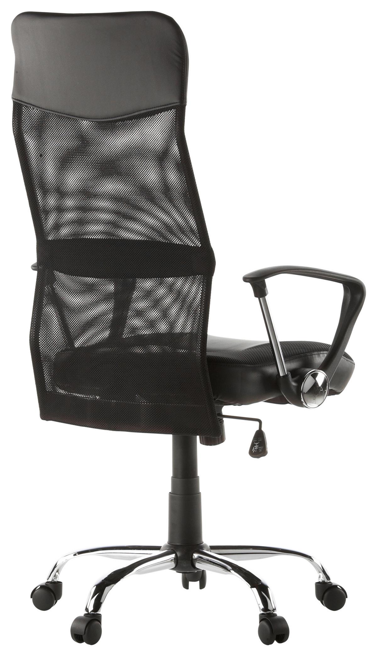 Pisarniški Stol Stryka Netz, Črna - srebrne barve/črna, Basics, kovina/umetna masa (60/122/52cm) - MID.YOU