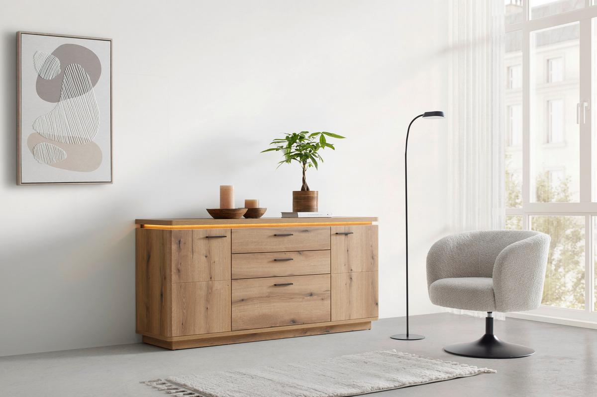 Sideboard Alameda Eichefarben - Eichefarben/Anthrazit, MODERN, Holzwerkstoff/Metall (170/81/44cm) - Mömax