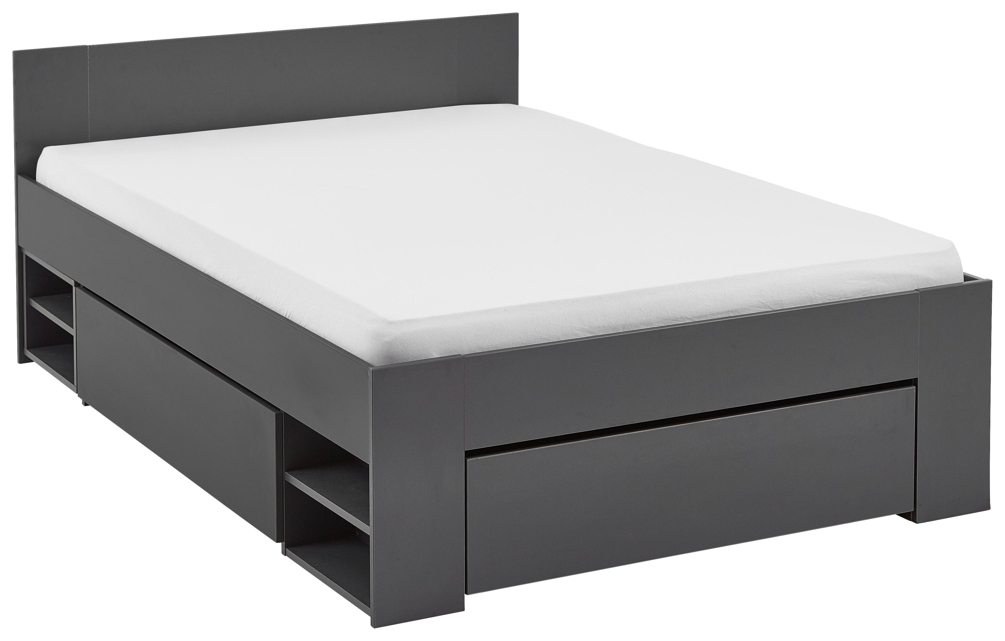 Bett Azurro 2-140 Anthrazit - Anthrazit, MODERN, Holzwerkstoff (140/200cm) - Mömax