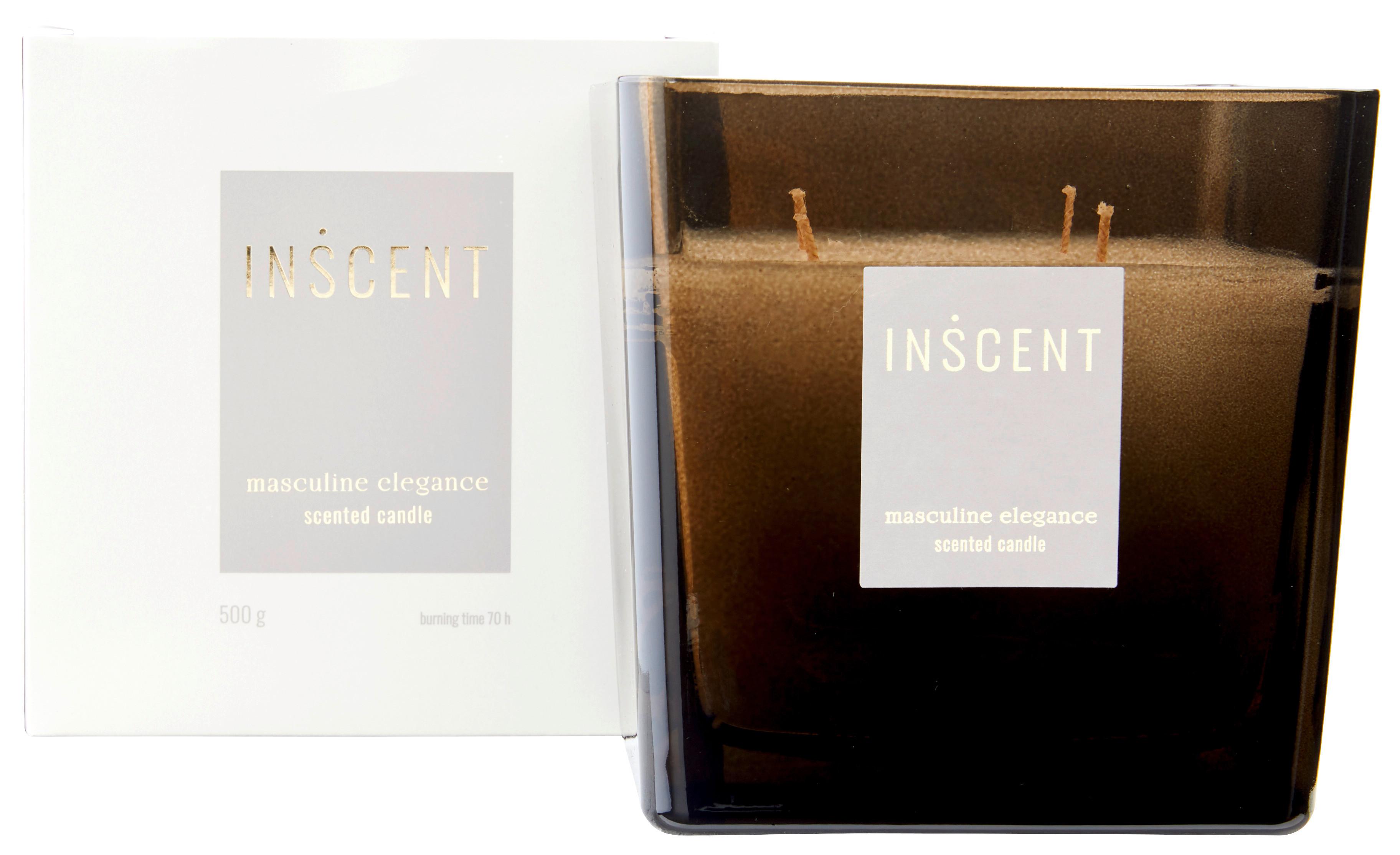 Illatgyertya Masculine Elegance - fehér/átlátszó, Design, Üveg (12/12/12cm) - Inscent