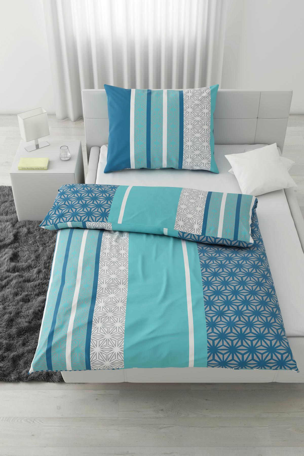 BETTWÄSCHESET SARA - Türkis, Textil (160/210cm) - Modern Living