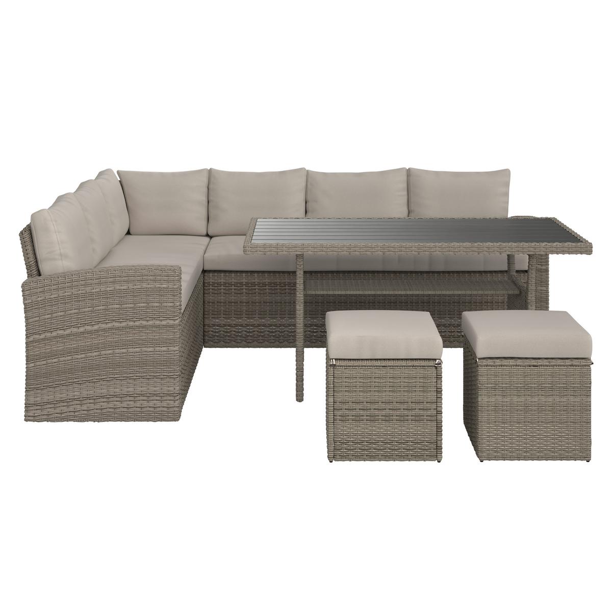 Loungegarnitur-Set Alex Links in Hellgrau - Hellgrau/Grau, MODERN, Holzwerkstoff/Kunststoff (179cm) - Mömax