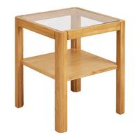 Beistelltisch Lourmarin Echtholz ca. 40x40x45 cm - Eichefarben, Design, Glas/Holz (40/40/45cm) - MID.YOU