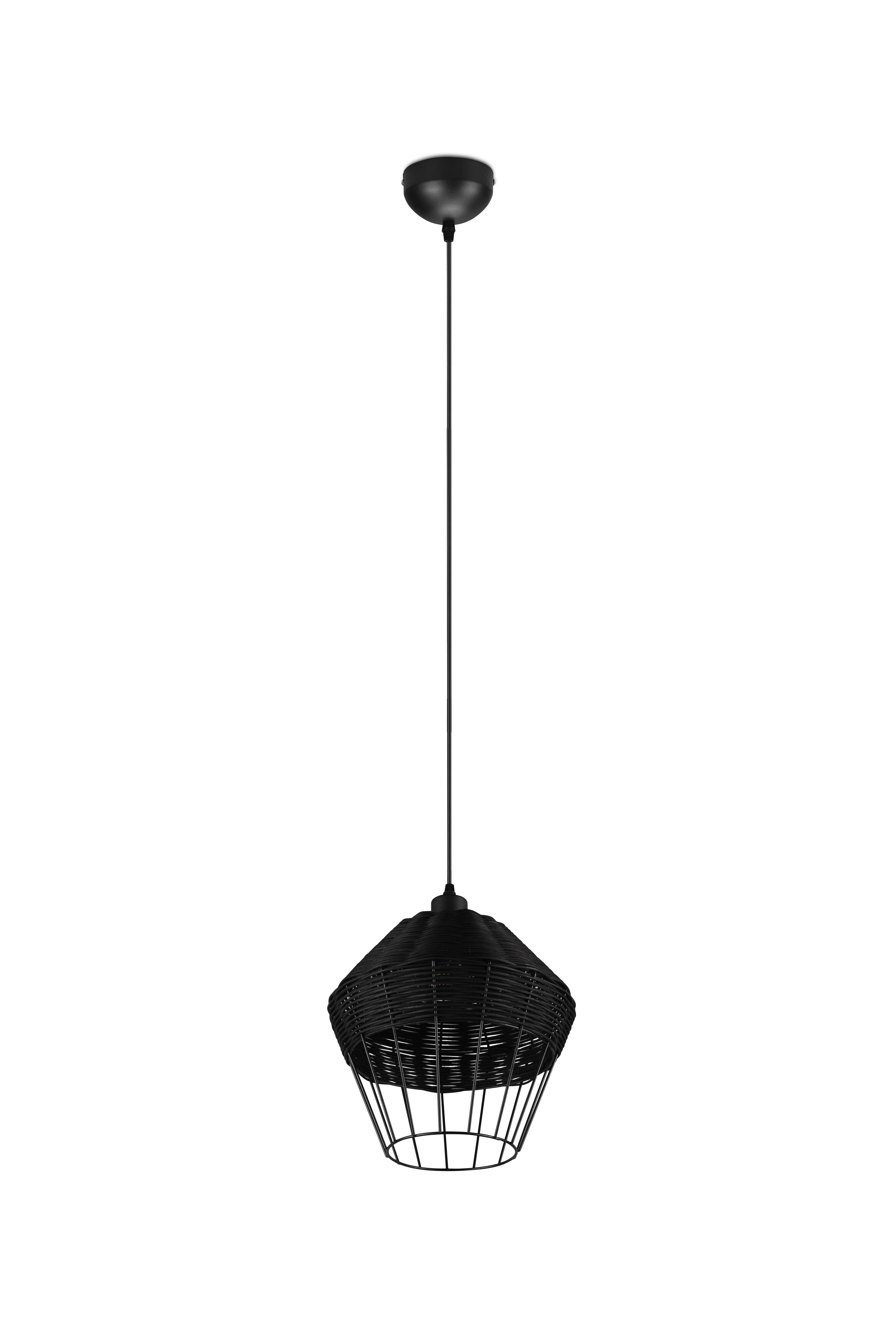 Pendelleuchte Borka Schwarz max. 40 Watt - Schwarz, ROMANTIK / LANDHAUS, Holz/Metall (30/150cm)