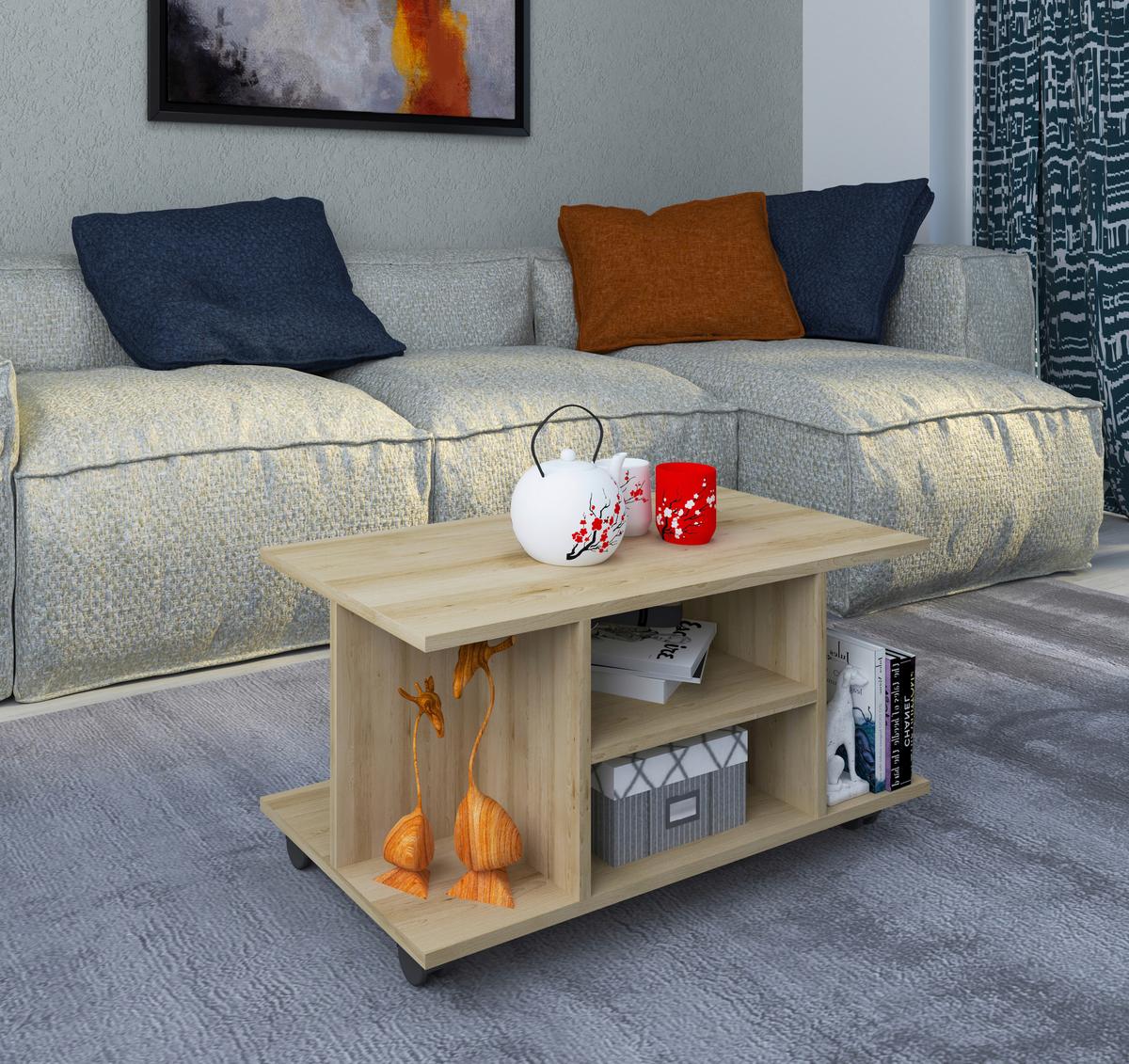Klubska Miza Findula, Hrast, 80x40 - medeni hrast, Moderno, umetna masa/leseni material (80/40/40cm) - MID.YOU