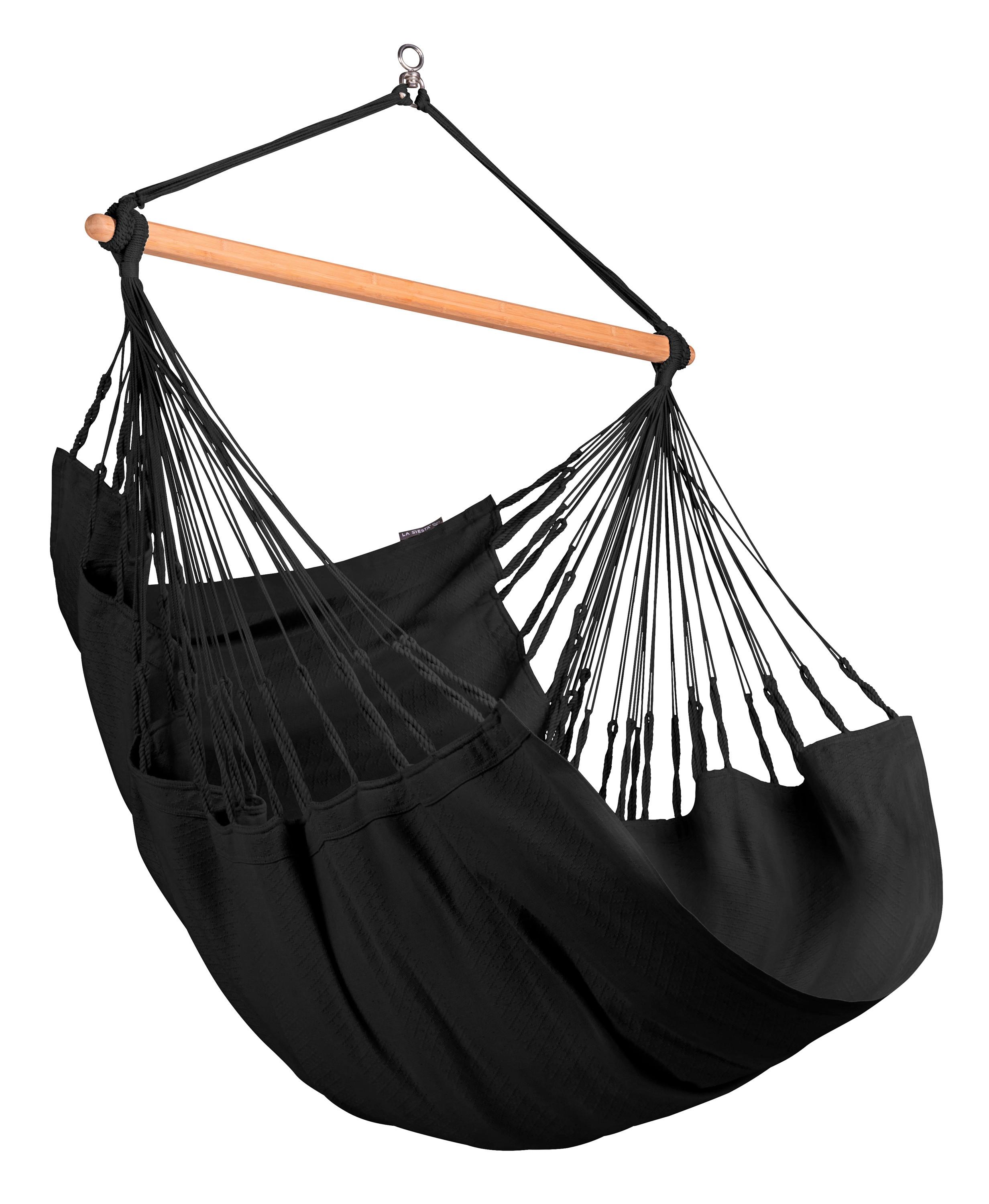 Hängesessel Comfort Hammock Chair Schwarz - Schwarz, KONVENTIONELL, Holz/Textil (110cm) - La Siesta