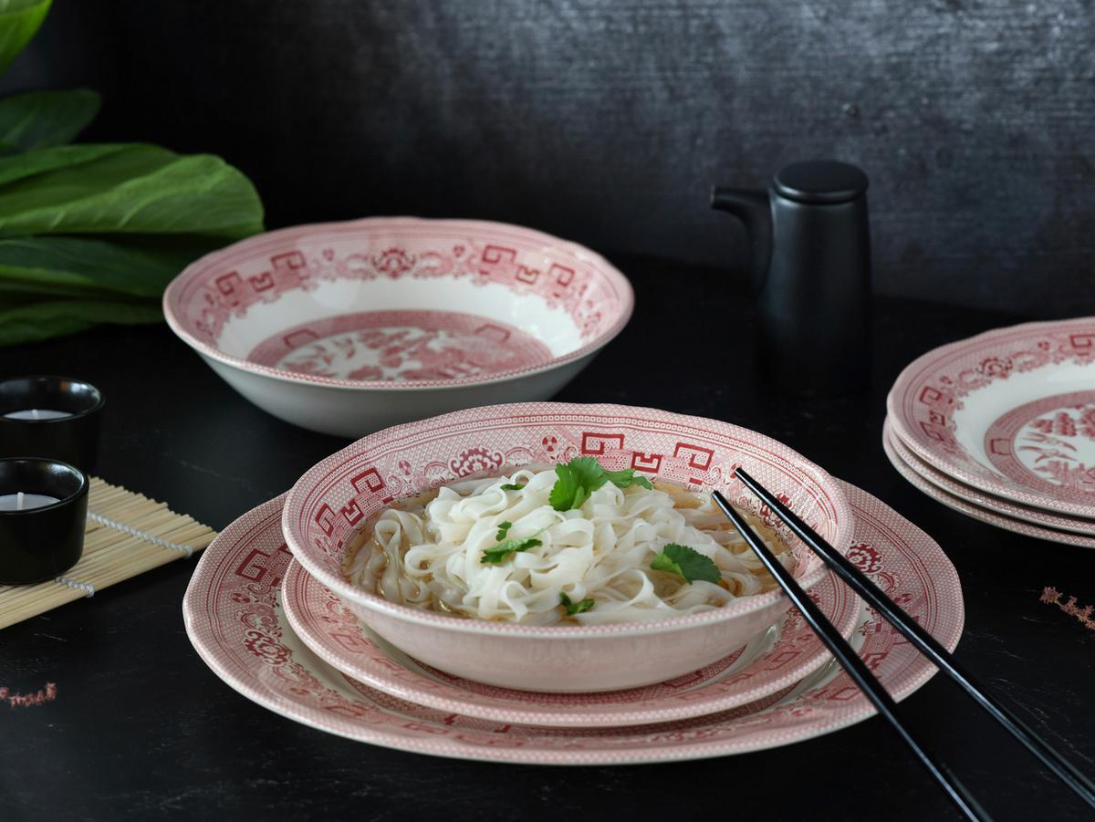 Jedilni Servis China Town, 18-Delni - rdeča/bela, Basics, keramika - Creatable