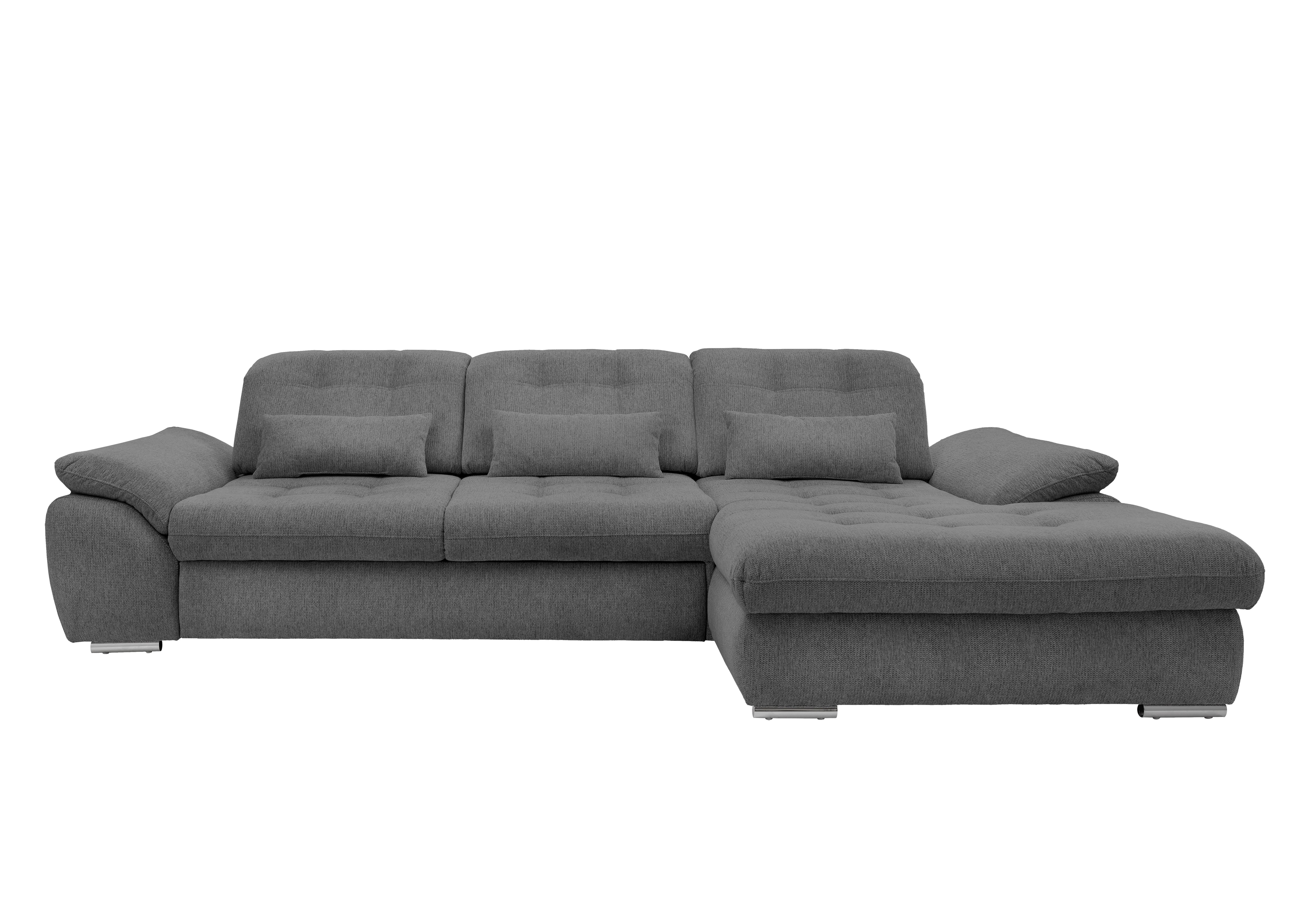Ecksofa Rigatti mit Bettkasten ca. 314x184 cm Graubraun - Chromfarben/Graubraun, MODERN, Textil/Metall (314/184cm) - Livetastic