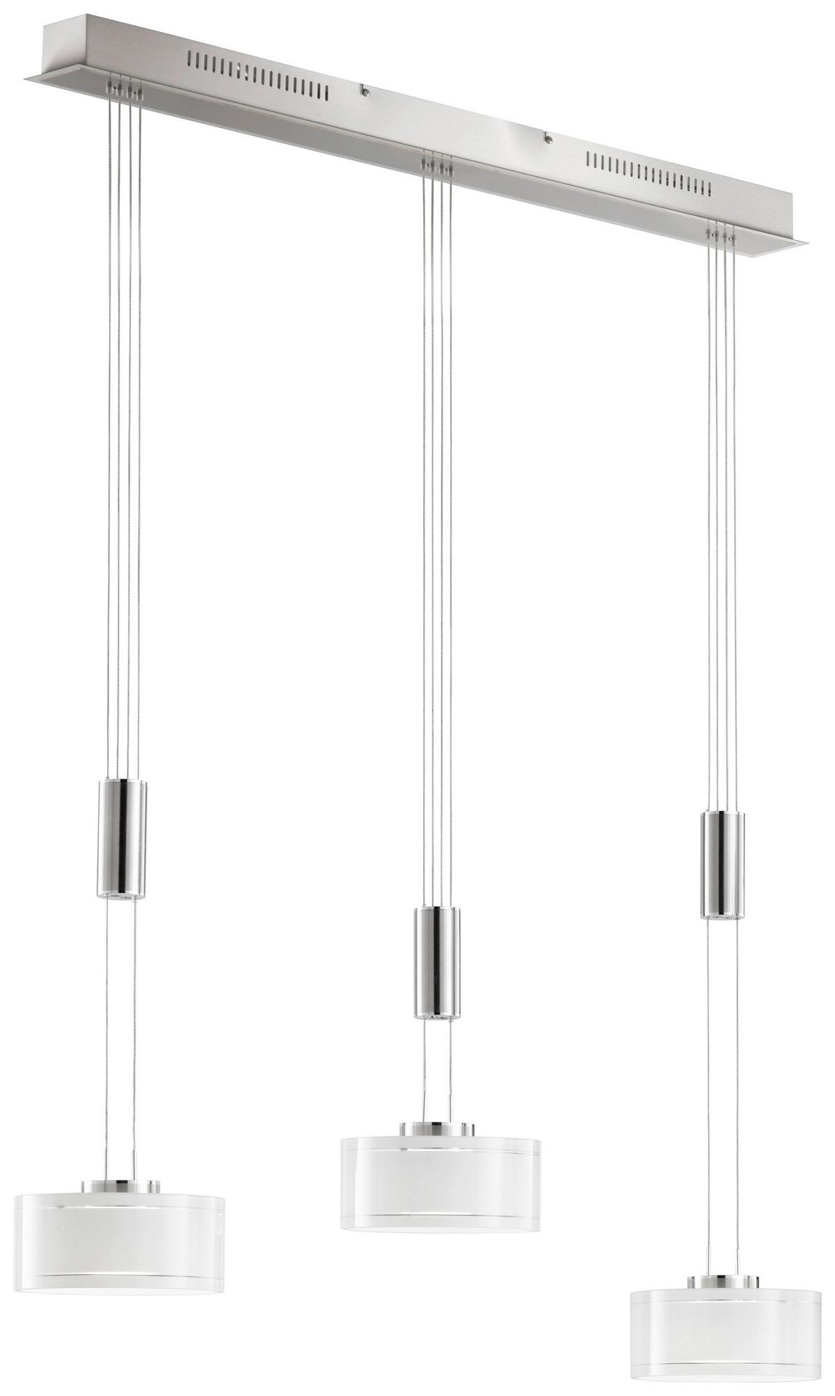 LAMPA WISZĄCA LED 60449 - biały/kolor niklowy, Design, metal/szkło (96/20/100-160cm) - Fischer & Honsel