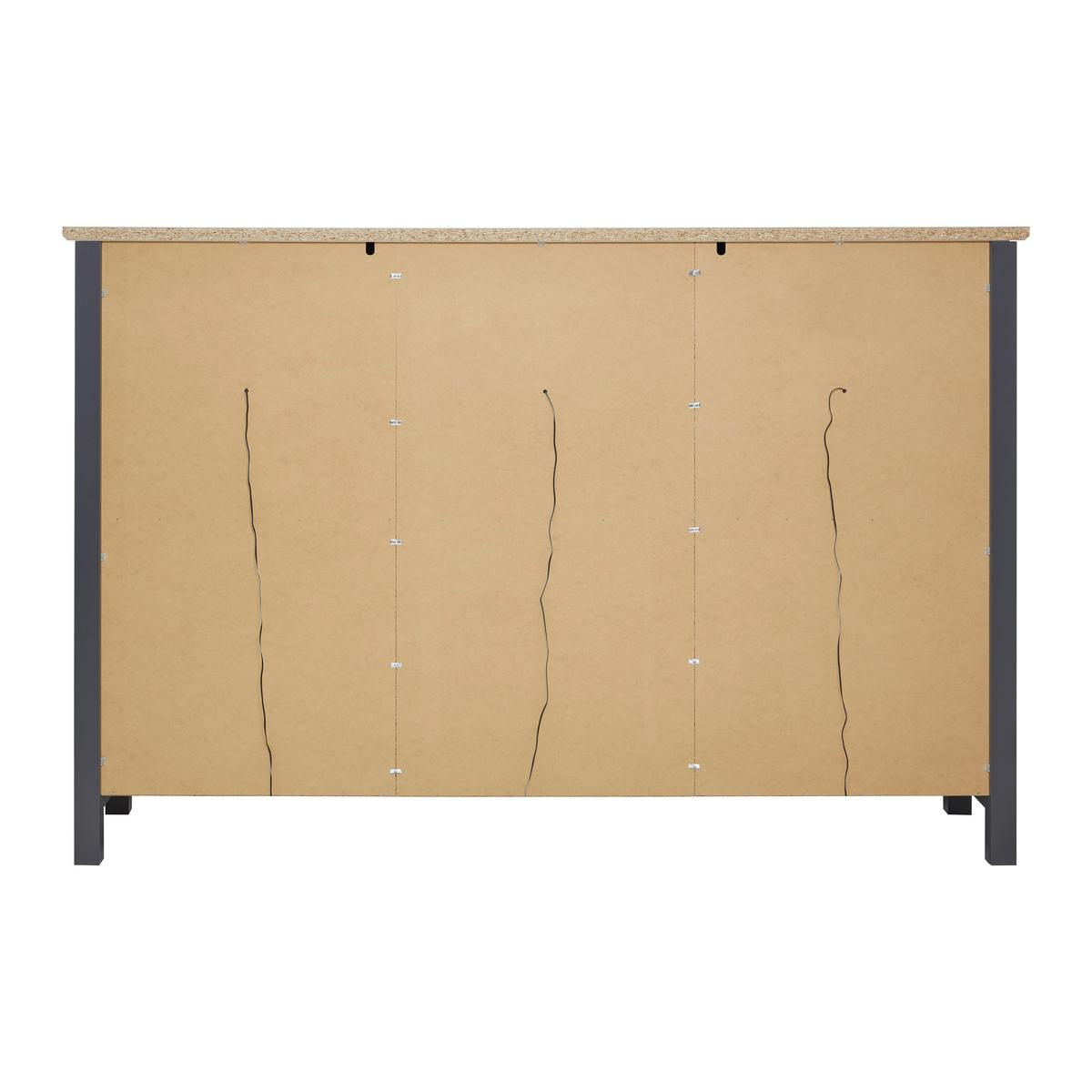 Sideboard Claudio Dunkelgrau/Eiche MDF - Dunkelgrau/Schwarz, MODERN, Glas/Holz (186/126/44cm) - Bessagi Home
