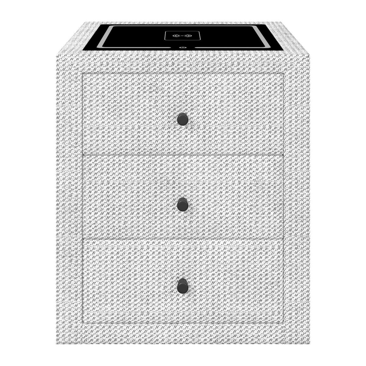 Nočna Omarica Brisbane, Siva, Z Brezžičnim Polnjenjem - črna/sivobela, Trend, umetna masa/steklo (49,5/56,5/46cm) - Premium Living