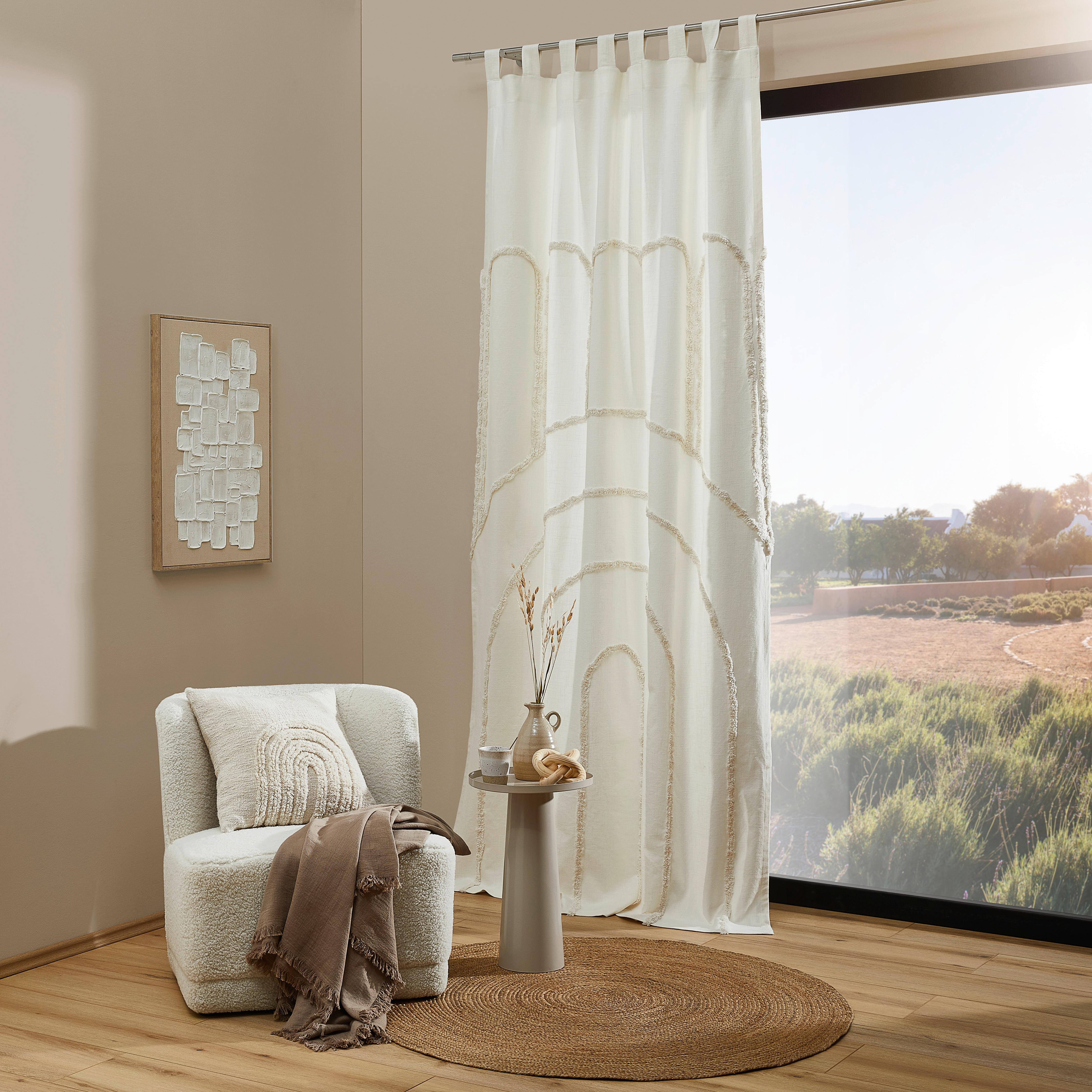 ZASŁONA NA SZELKACH NOYONA - beżowy, Trend, tkanina (140/255cm) - Ambiente