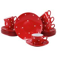 Kavni Servis Polka Dots, 18-Delni - rdeča/bela, Basics, keramika - Creatable