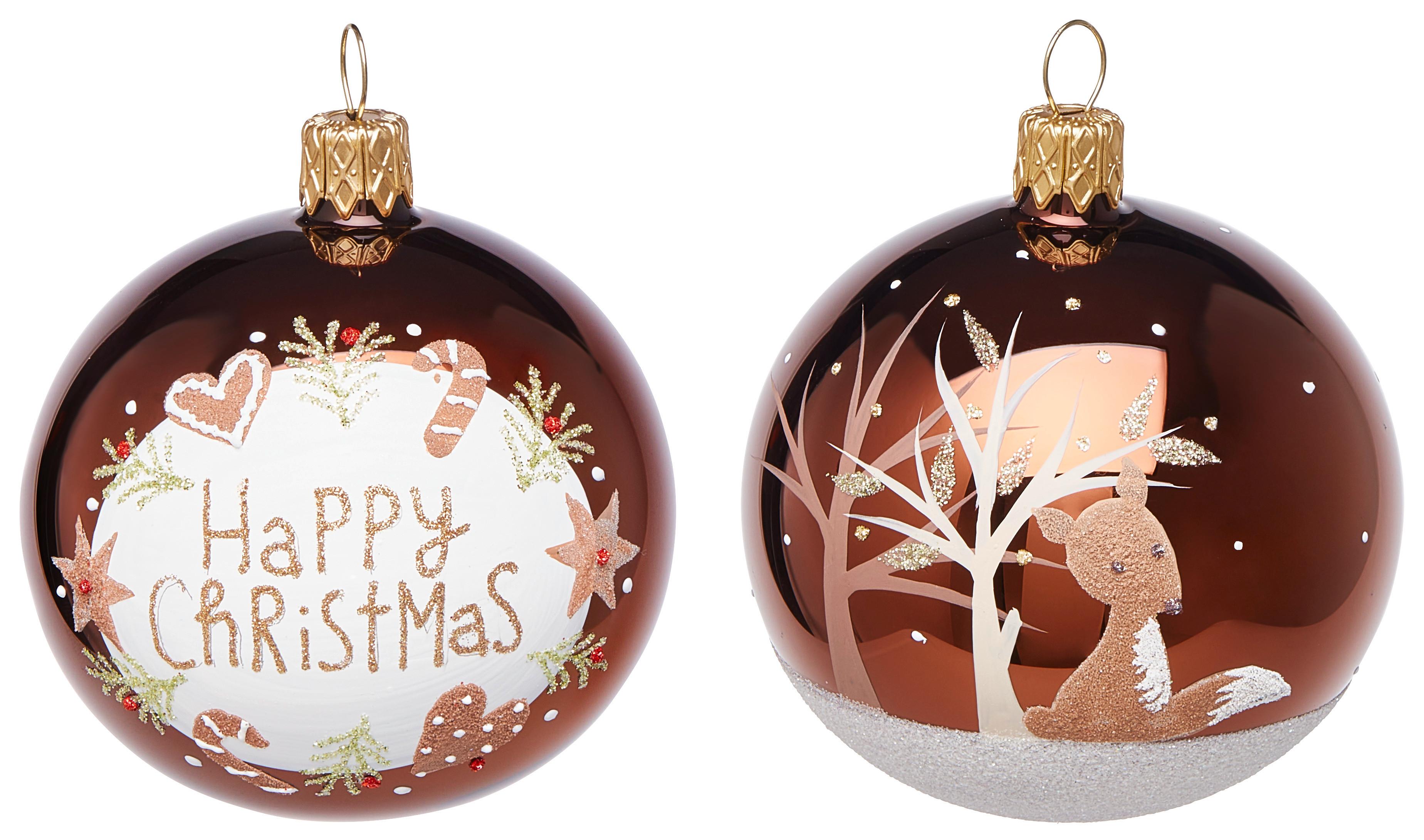 Christbaumkugel Isra in Braun, 2 Stück - Braun, Glas/Metall (7cm) - Modern Living