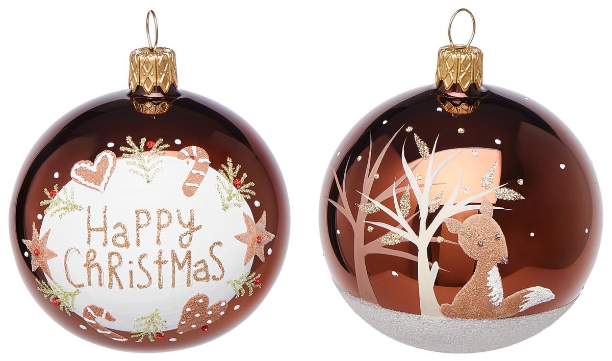 Christbaumkugel Isra in Braun, 2 Stück - Braun, Glas/Metall (7cm) - Modern Living