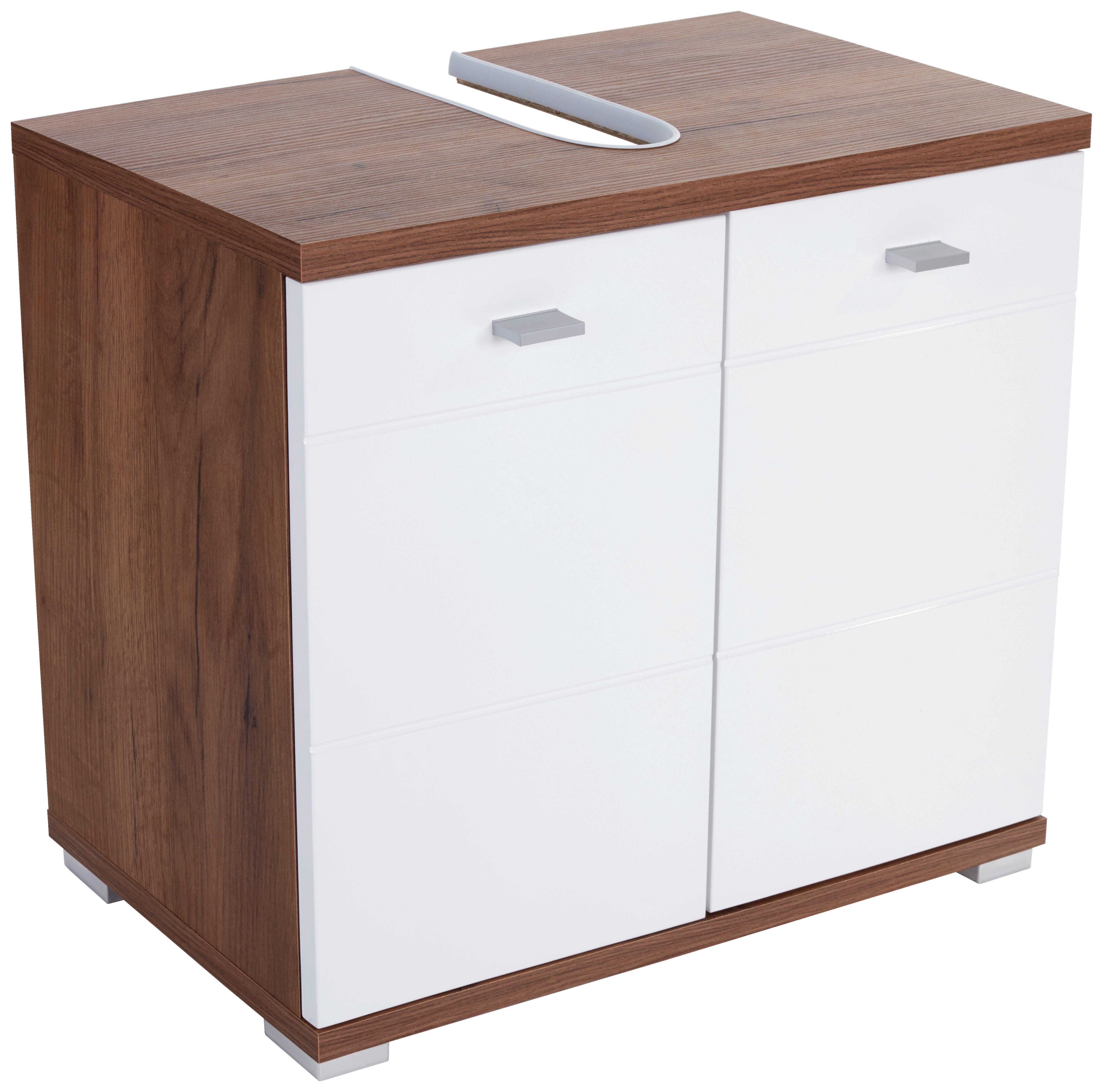 Bază pentru lavoar Bari - alb/culoare lemn stejar, Konventionell, plastic/material pe bază de lemn (70/60/32cm)