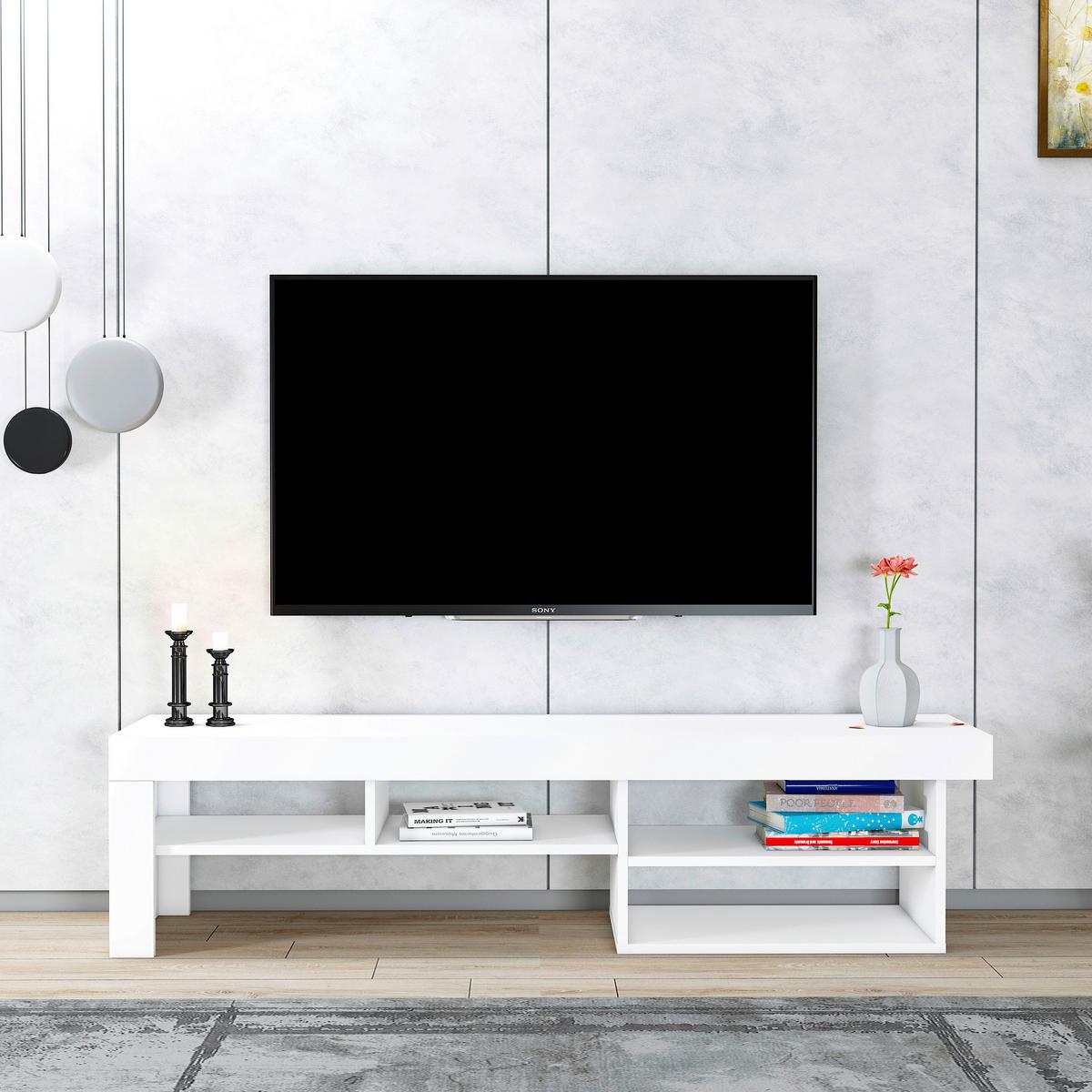 Nizka Omarica Hestia - bela, Design, leseni material (160/40/38cm) - MID.YOU
