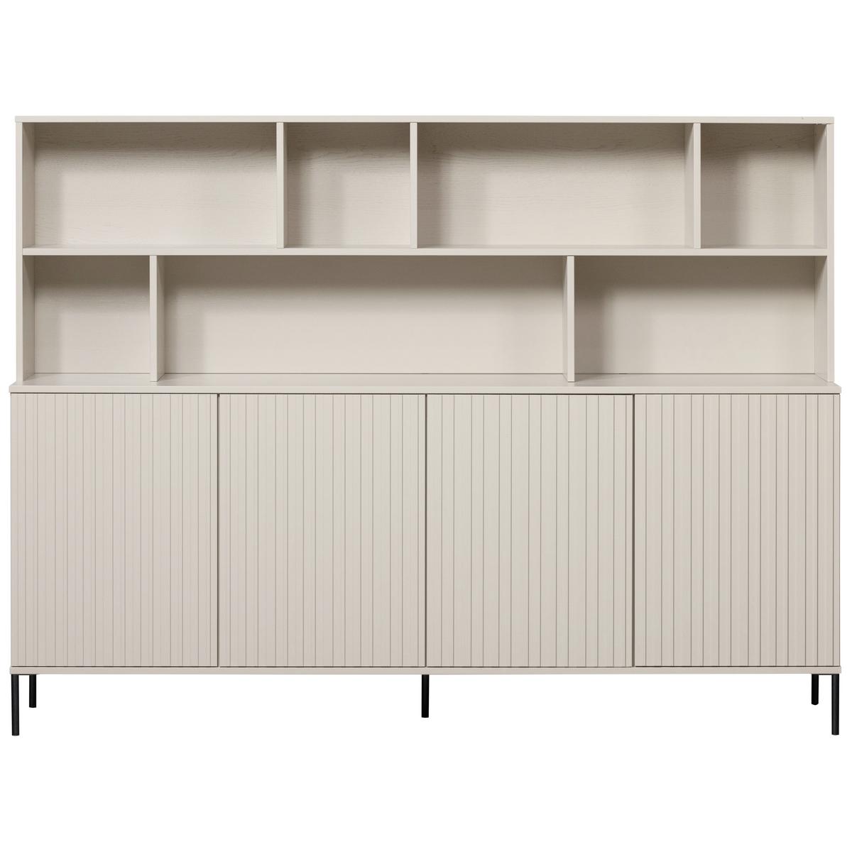 Buffet Gravure Grau B: 200 cm - Schwarz/Grau, Design, Holz/Metall (200/150/44cm) - Livetastic