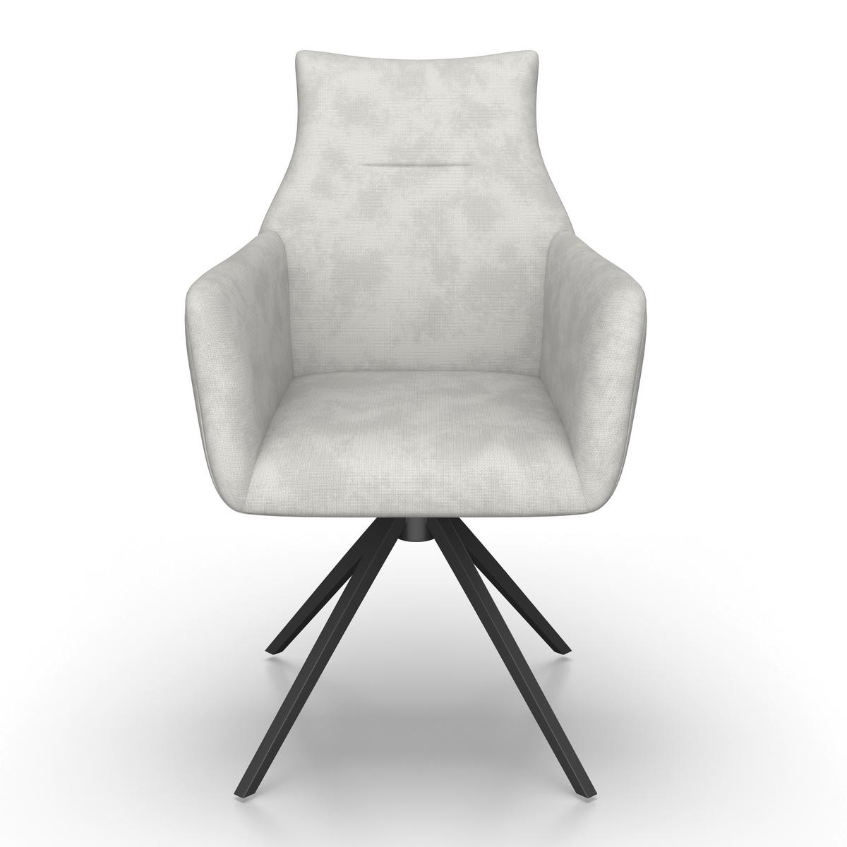 Armlehnstuhl Malina Hellgrau Webstoff Drehbar Gepolstert - Hellgrau/Schwarz, MODERN, Holz/Textil (63/85,5/66,5cm) - Bessagi Home