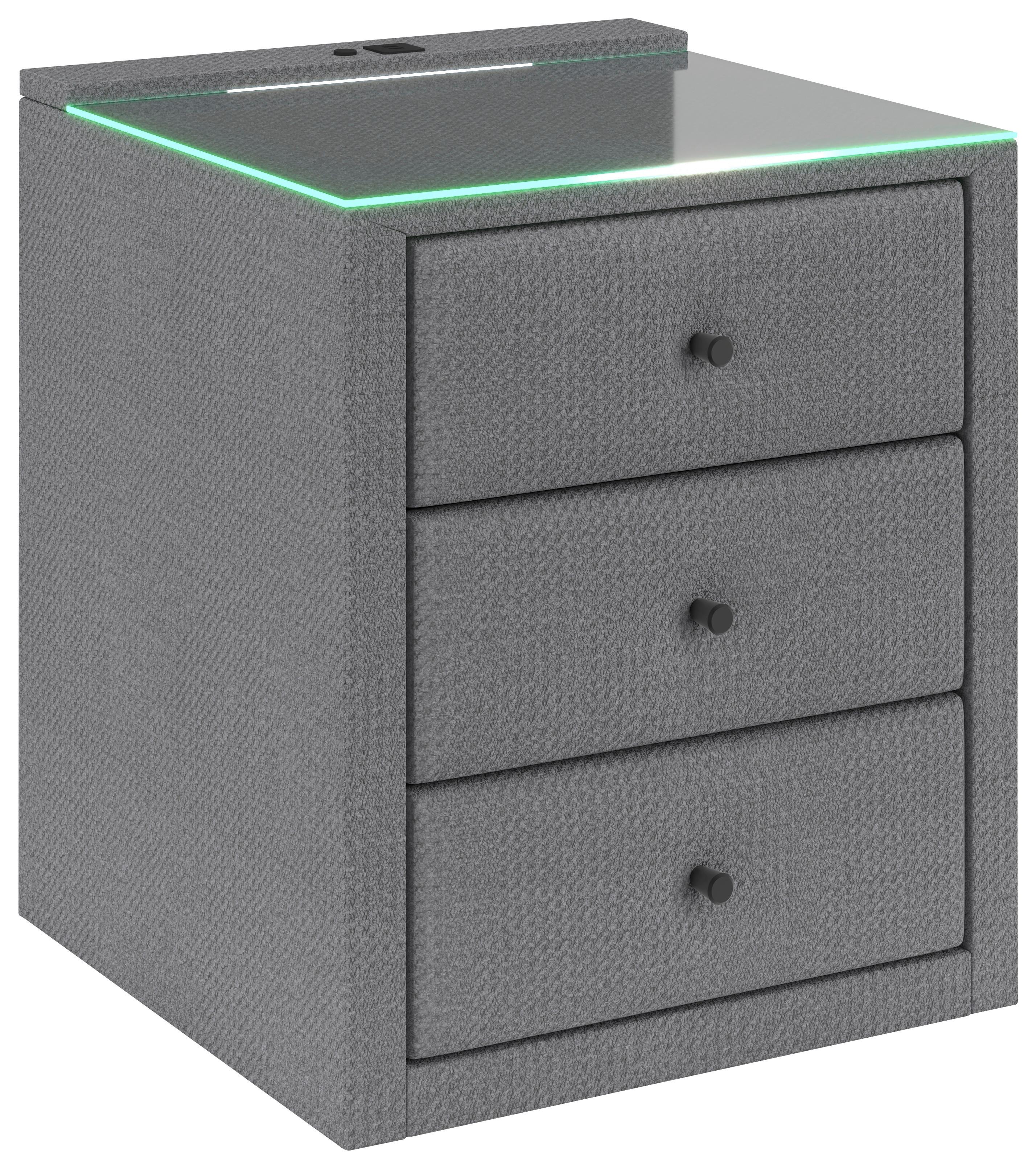 Noćni Ormarić Brisbane I - siva, Trend, staklo/drvni materijal (49,5/56,5/46cm) - Premium Living