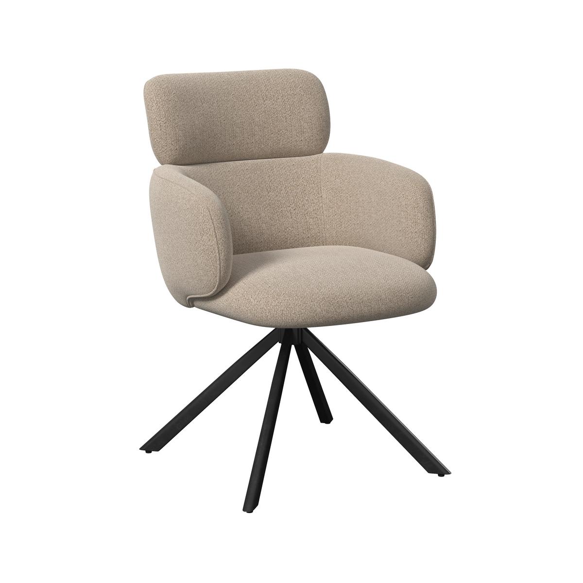 Armlehnstuhl Liora Braun Webstoff Drehbar Gepolstert - Schwarz/Braun, MODERN, Textil/Metall (57,5/84/61cm) - Bessagi Home