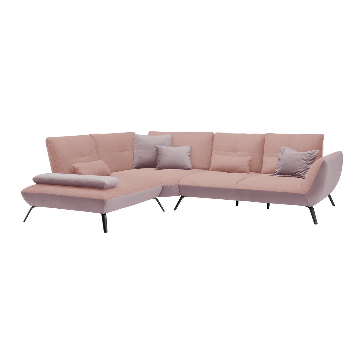 Wohnlandschaft Trendy Rosa/Flieder - Flieder/Schwarz, MODERN, Holzwerkstoff/Textil (250/93/310cm) - Premium Living