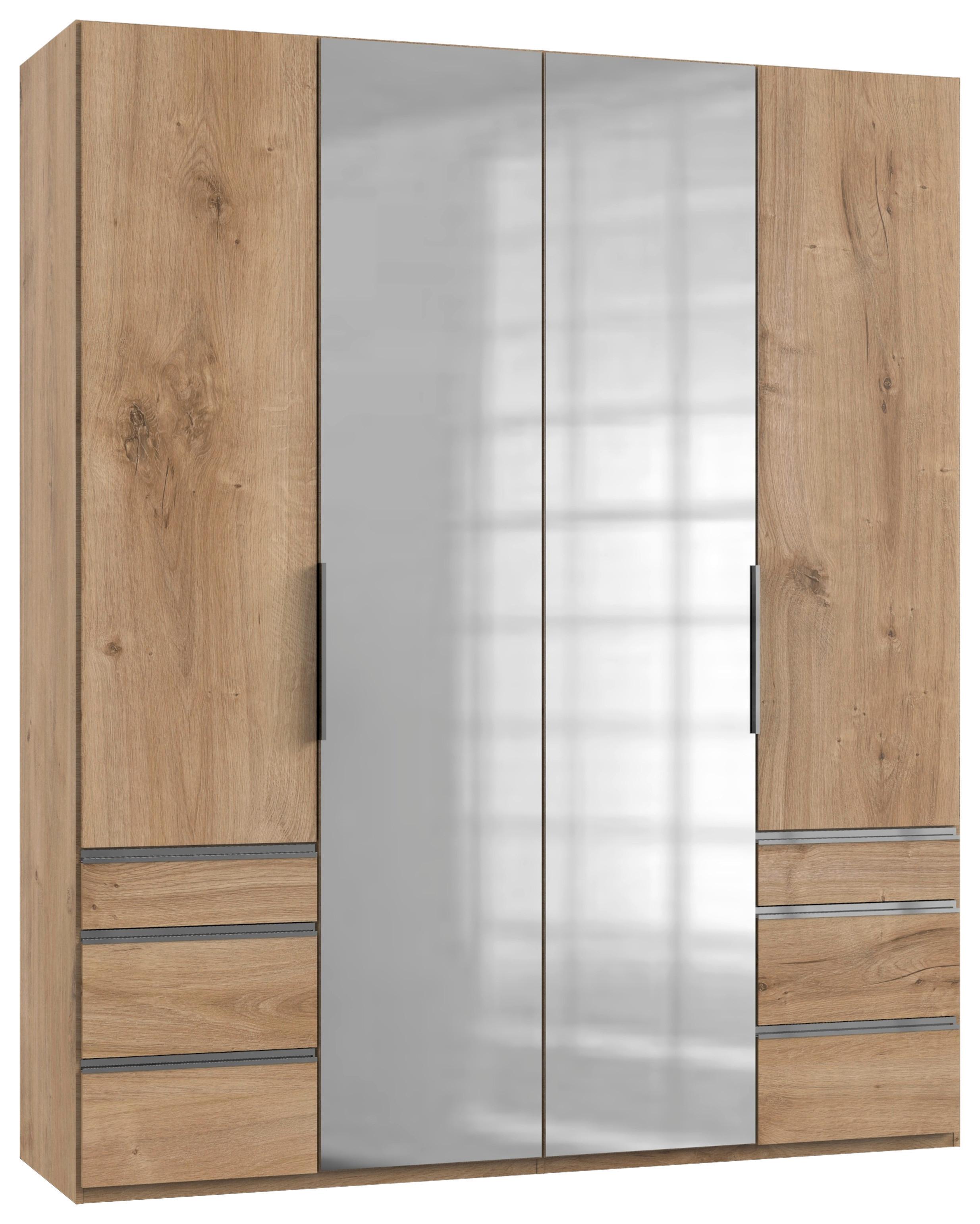 Drehtürenschrank mit Laden B: 200 cm Level, Eiche Dekor - Chromfarben/Eichefarben, MODERN, Holzwerkstoff (200/236/58cm) - MID.YOU