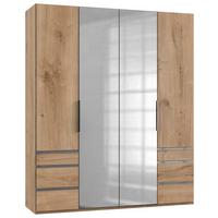 Drehtürenschrank mit Laden B: 200 cm Level, Eiche Dekor - Chromfarben/Eichefarben, MODERN, Holzwerkstoff (200/236/58cm) - MID.YOU