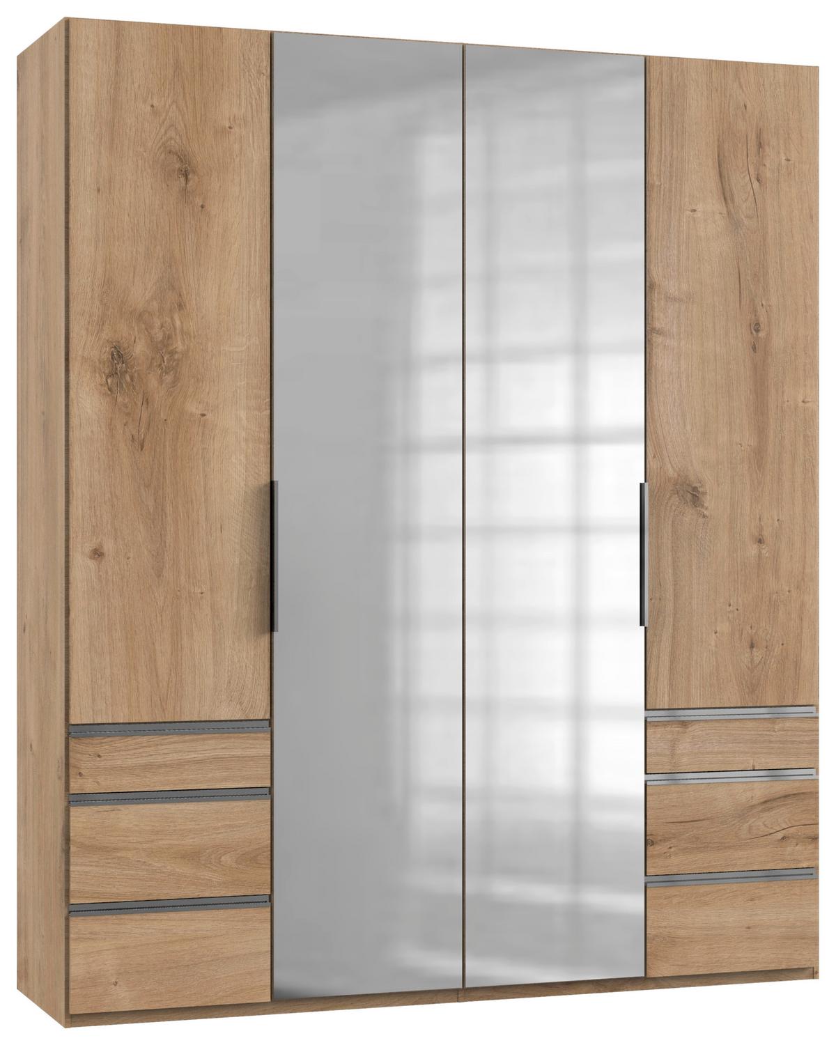 Drehtürenschrank mit Laden B: 200 cm Level, Eiche Dekor - Chromfarben/Eichefarben, MODERN, Holzwerkstoff (200/236/58cm) - MID.YOU