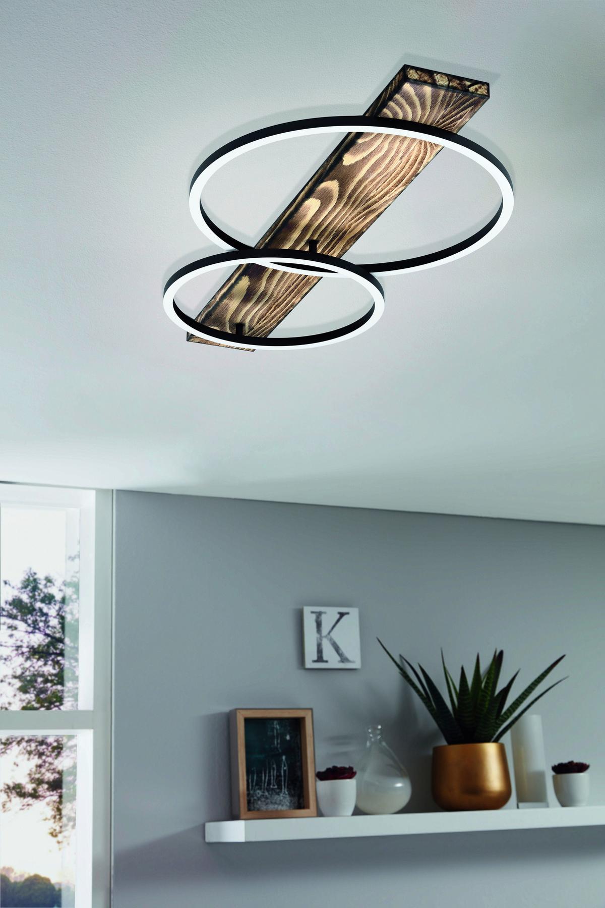 LAMPA SUFITOWA LED 99408* BOYAL - kolor naturalny/czarny, Natur, tworzywo sztuczne/metal (78/40/9cm) - Eglo