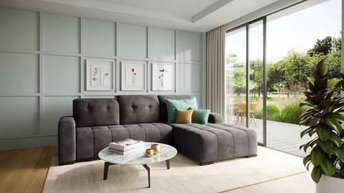 Wohnlandschaft Vicari Anthrazit Mikrofaser - Anthrazit/Schwarz, MODERN, Textil/Metall (185/292cm) - Livetastic