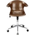 Drehstuhl Braun - Chromfarben/Braun, Leder/Metall (65/80-90/56cm) - Premium Living