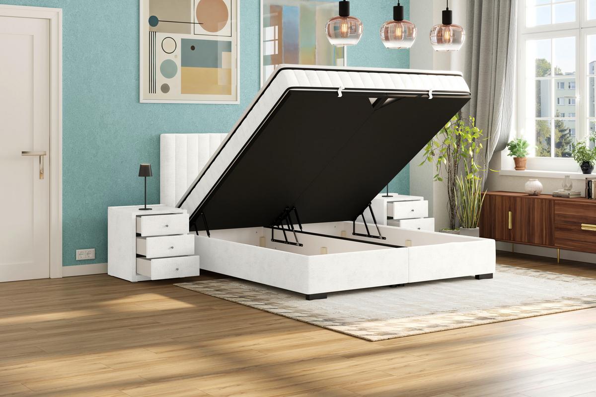 Box Krevet Maya C - crna/krem, Moderno, drvni materijal/drvo (200/220cm) - Based