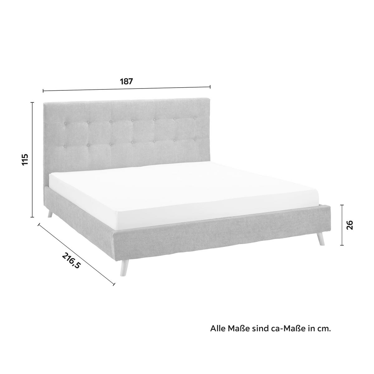 Polsterbett 180x200 cm, "Ronja", grau - Naturfarben/Grau, Modern, Holz/Textil (180/200cm) - Bessagi Home