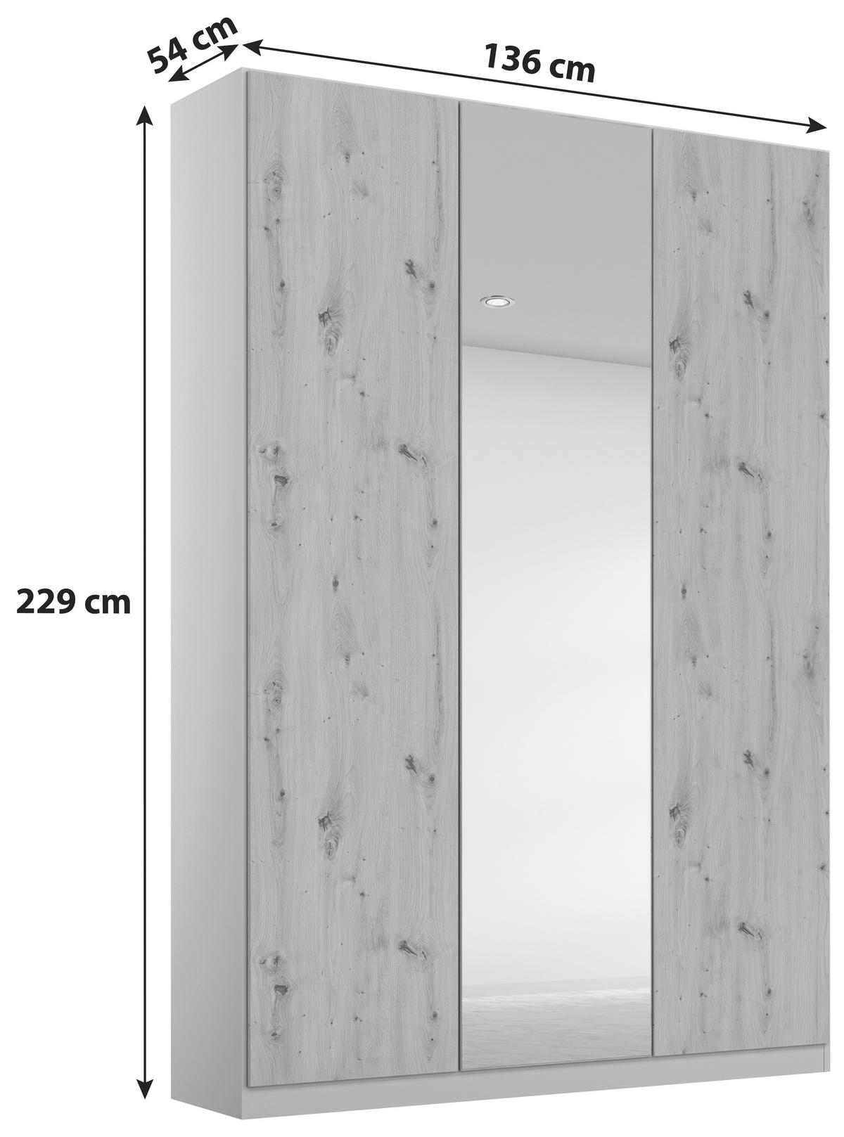 Dulap cu uși rotative ALABAMA - argintiu/gri deschis, Modern, material pe bază de lemn (136/229/54cm)