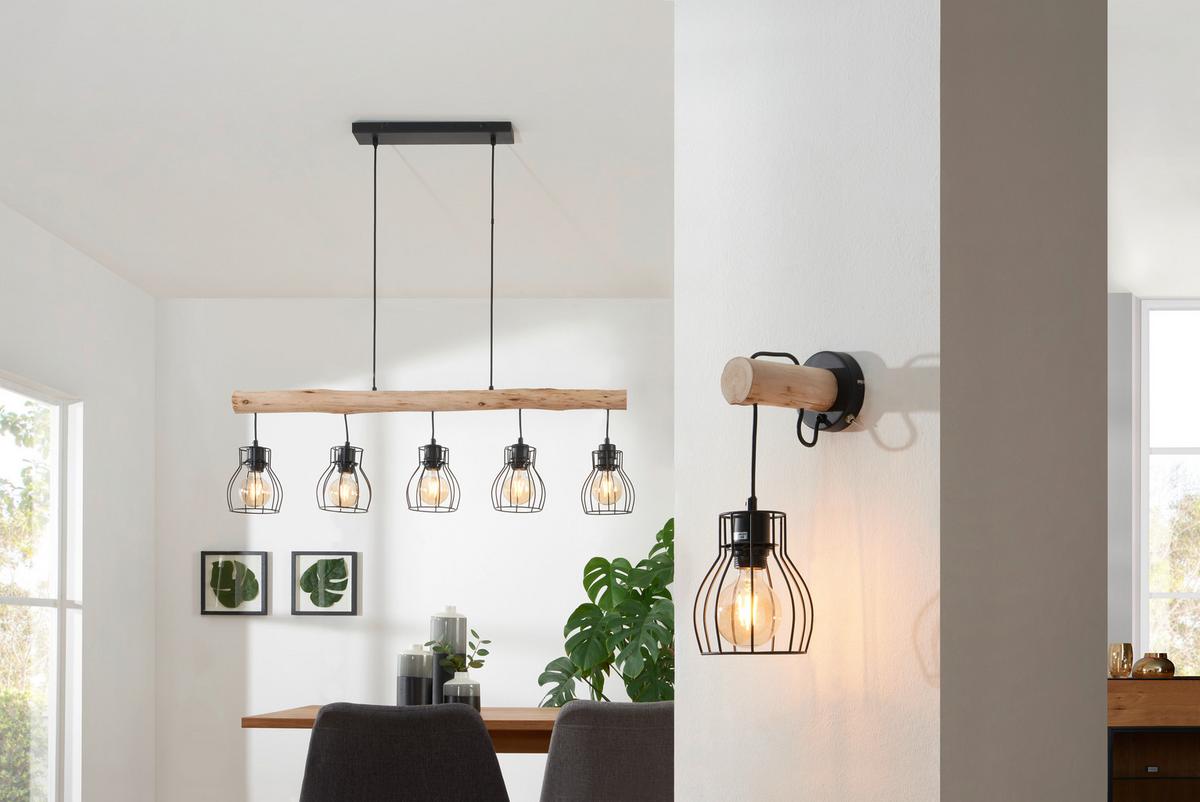 LAMPA WISZĄCA 15326-5NLU MINA *SBM* - kolor naturalny/czarny, Trend, metal/drewno (100/13,6/140cm) - Marama