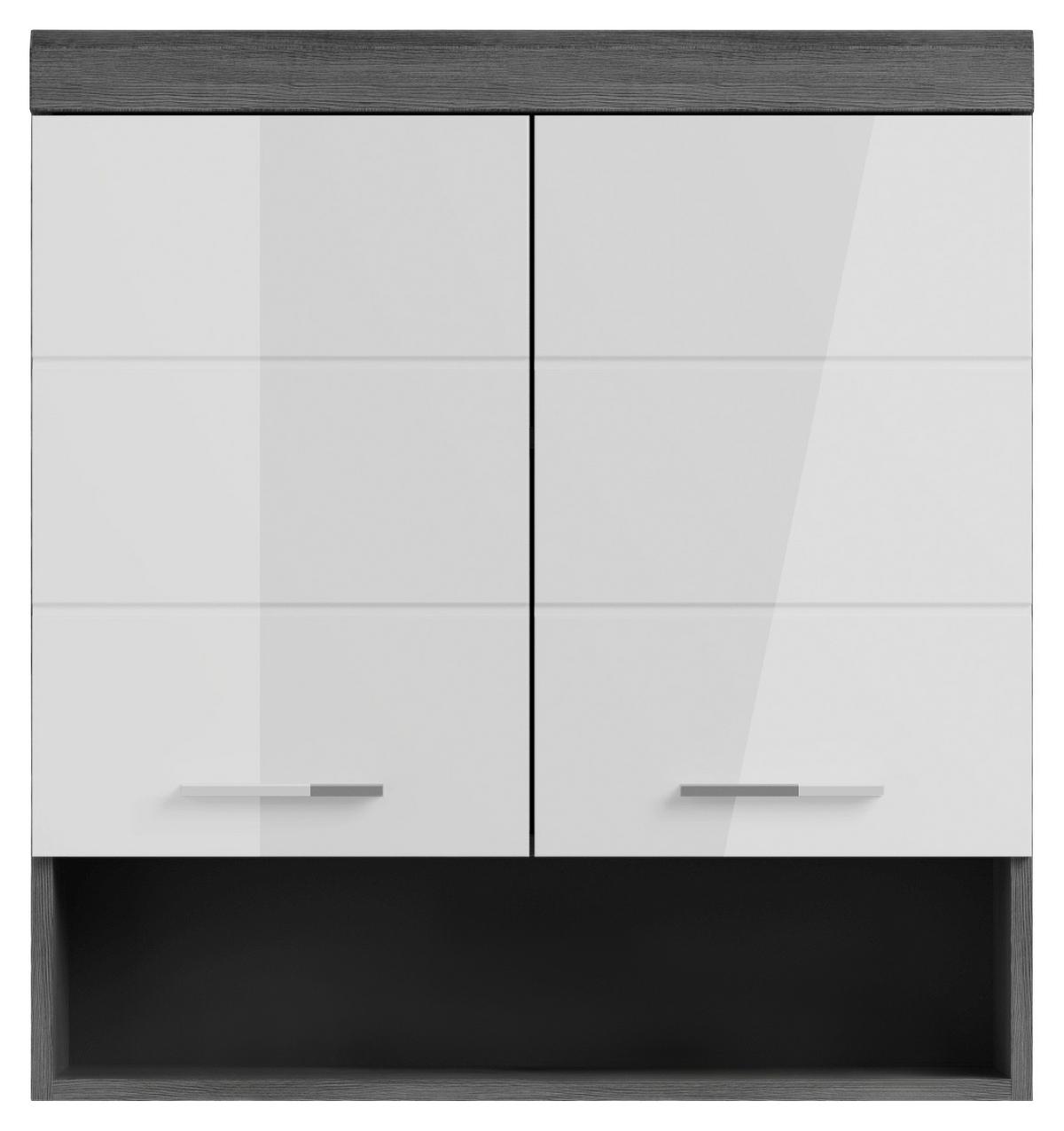 Hängeschrank Scout ca. 74x79 cam Anthrazit/Weiß - Chromfarben/Weiß Hochglanz, MODERN, Holzwerkstoff/Kunststoff (74/79/24cm) - MID.YOU