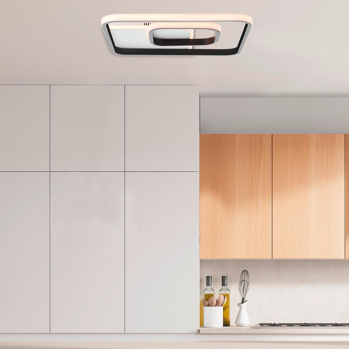 LED-Deckenleuchte Quon Schwarz/Weiß max. 34 Watt - Schwarz/Weiß, Design, Kunststoff/Metall (5,6/40,4/40,4cm) - Brilliant