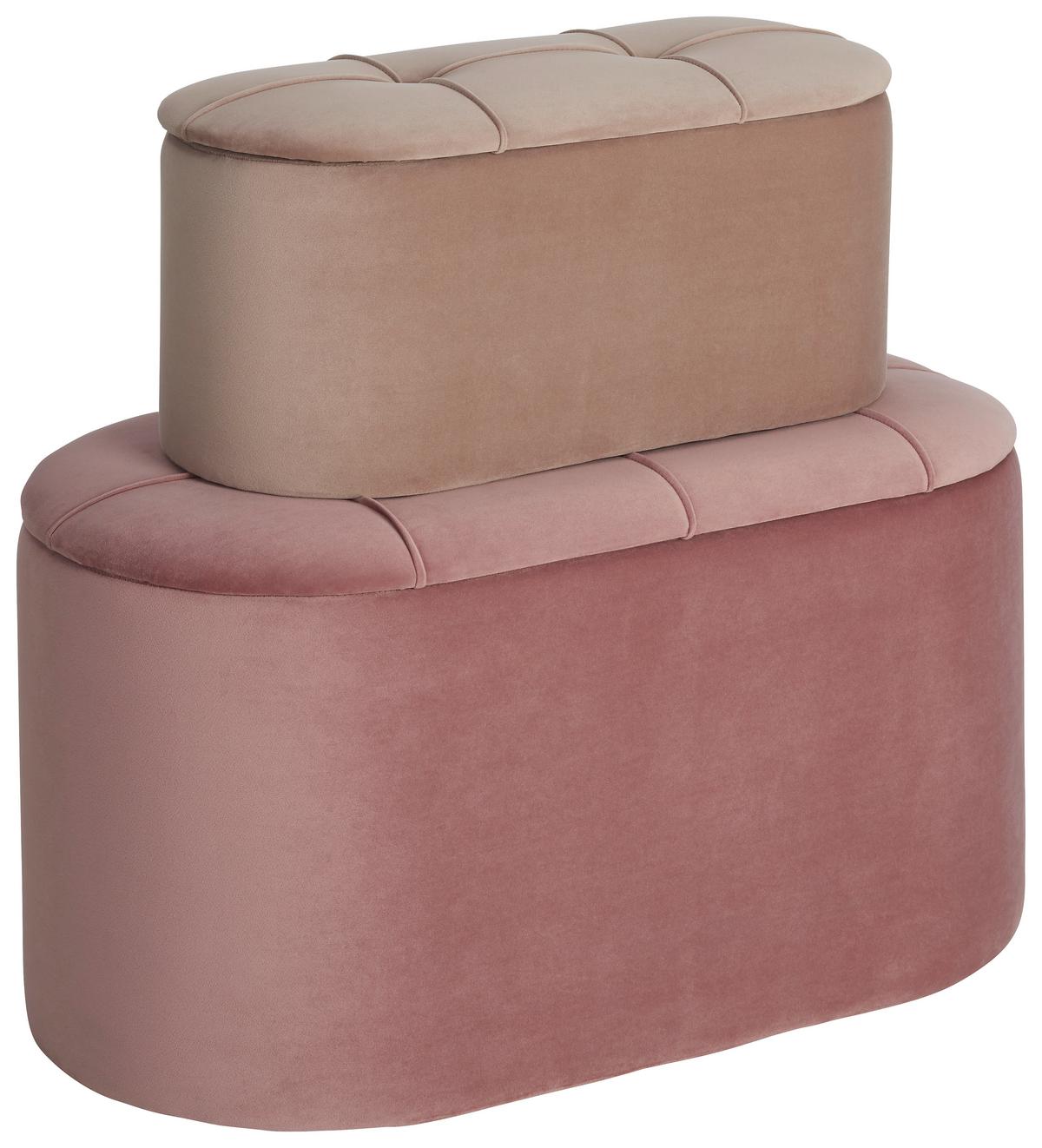 Sitzbank aus Samt, 2er Set - Flieder, Romantik / Landhaus, Holz/Textil (80/60/42/30/40/28cm) - Zandiara