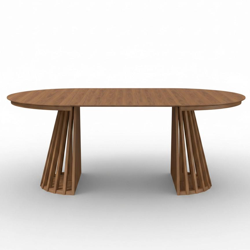 UTDRAGBART BORD ENNIO - valnötsfärgad, Modern, metall/trämaterial (120-200/120/75cm) - Bessagi Home