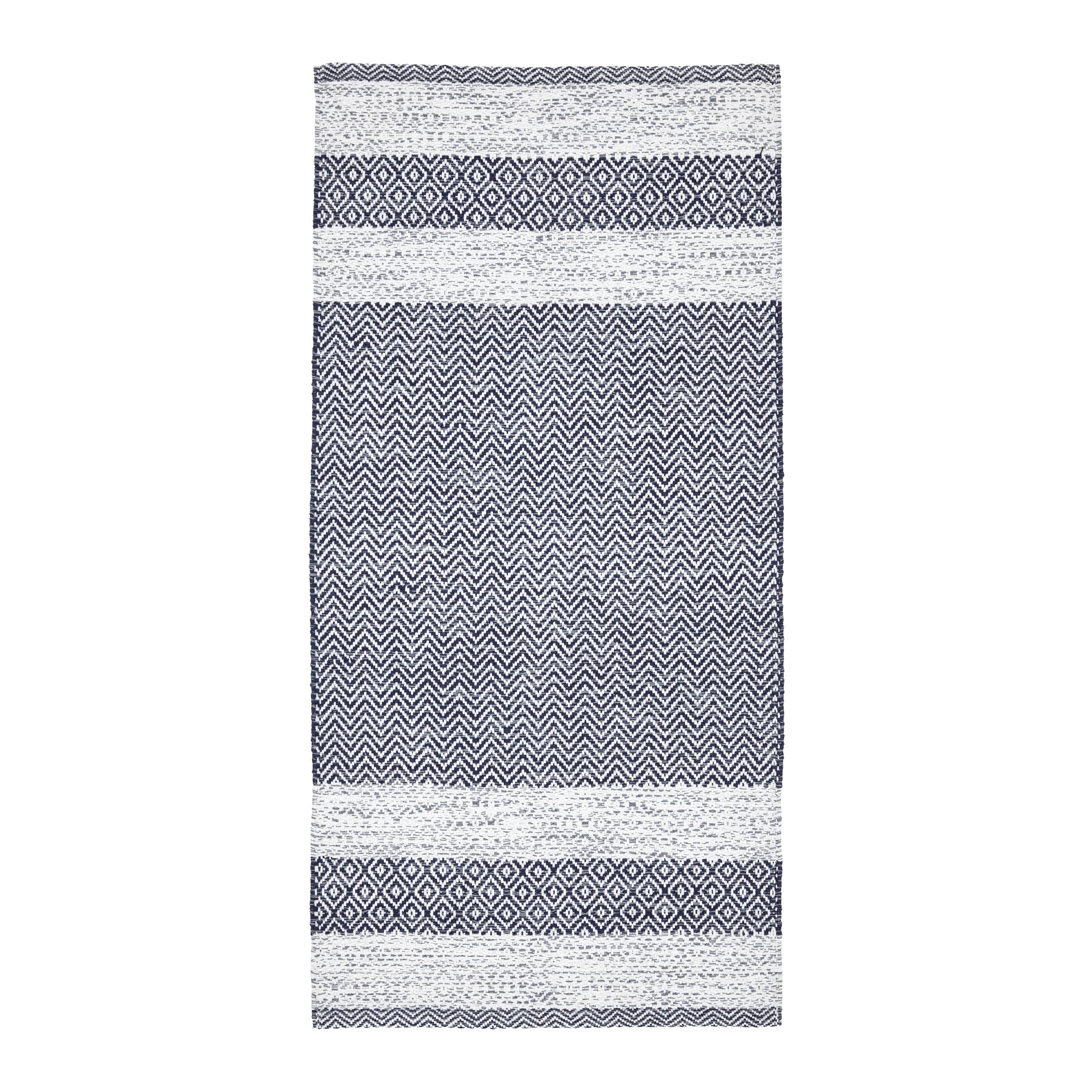 Handwebteppich Elisa in Hellgrau ca. 80x150cm - Dunkelgrau/Weiß, MODERN, Textil (80/150cm) - Modern Living