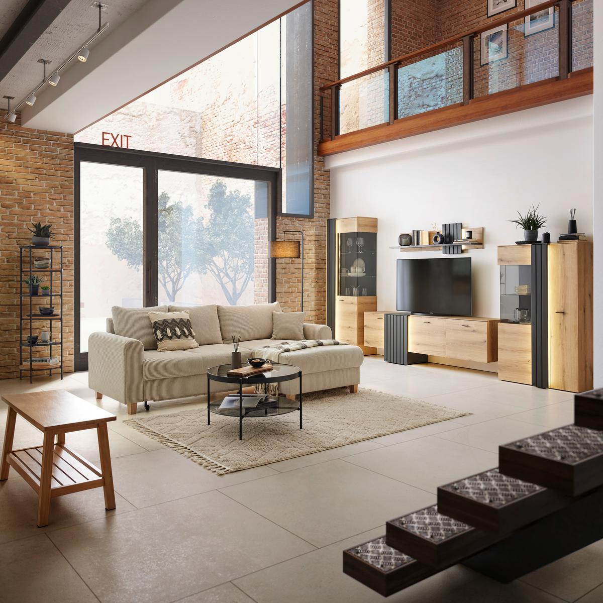 TV-Element in Eiche/Grau - Modern, Holzwerkstoff/Kunststoff (207,8/66/44,8cm) - Mömax