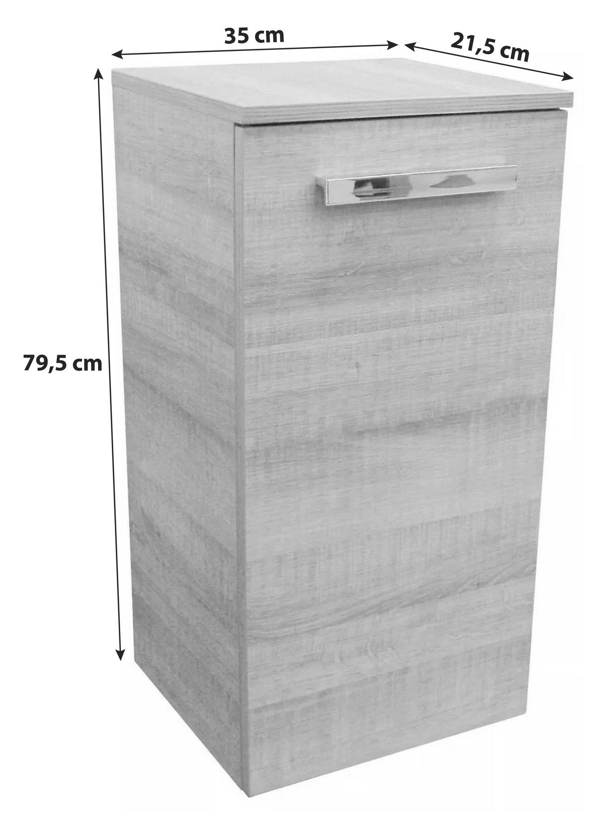 Unterschrank "A-Vero" , grau-eiche - Eichefarben/Silberfarben, MODERN, Glas/Holzwerkstoff (35/69/32cm) - MID.YOU