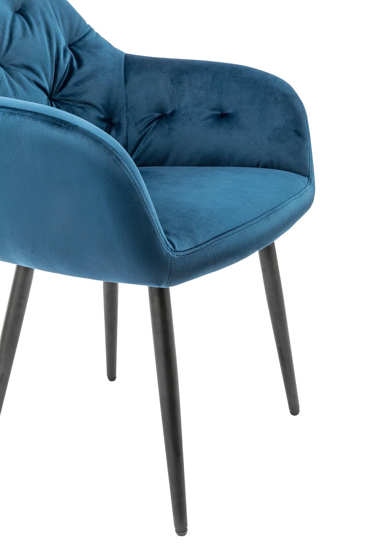 Naslanjač Samt, Modra - modra/črna, Moderno, kovina/tekstil (61/85/45cm) - Livetastic