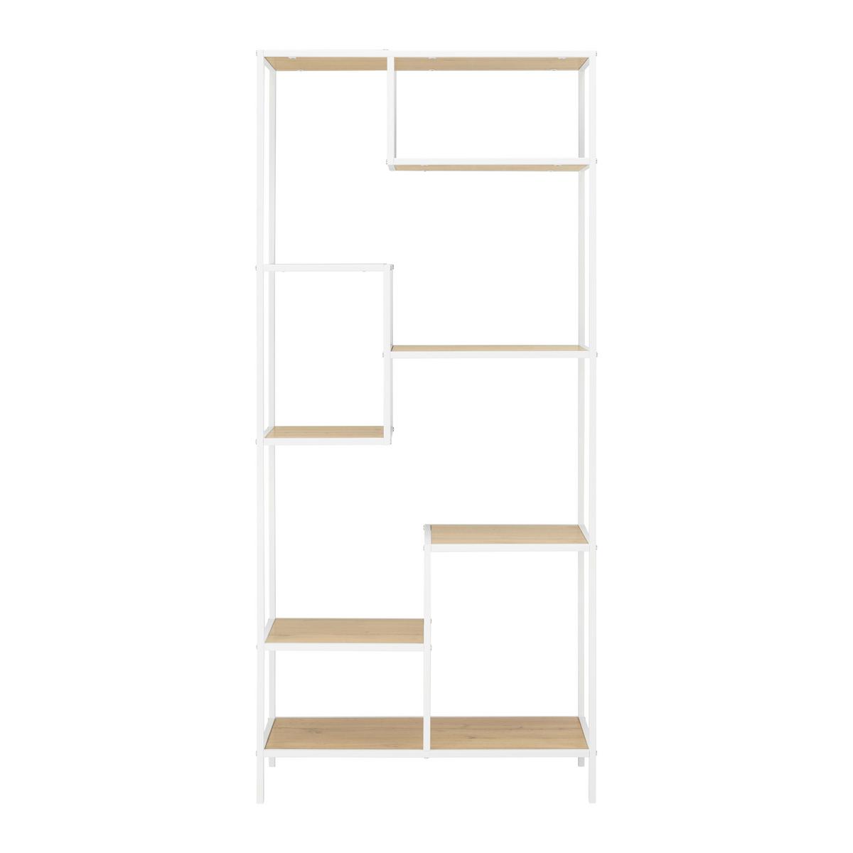 Regal Fiona Kieferfarben/ Weiß MDF - Weiß/Kieferfarben, MODERN, Holzwerkstoff/Metall (80/180/35cm) - Bessagi Home