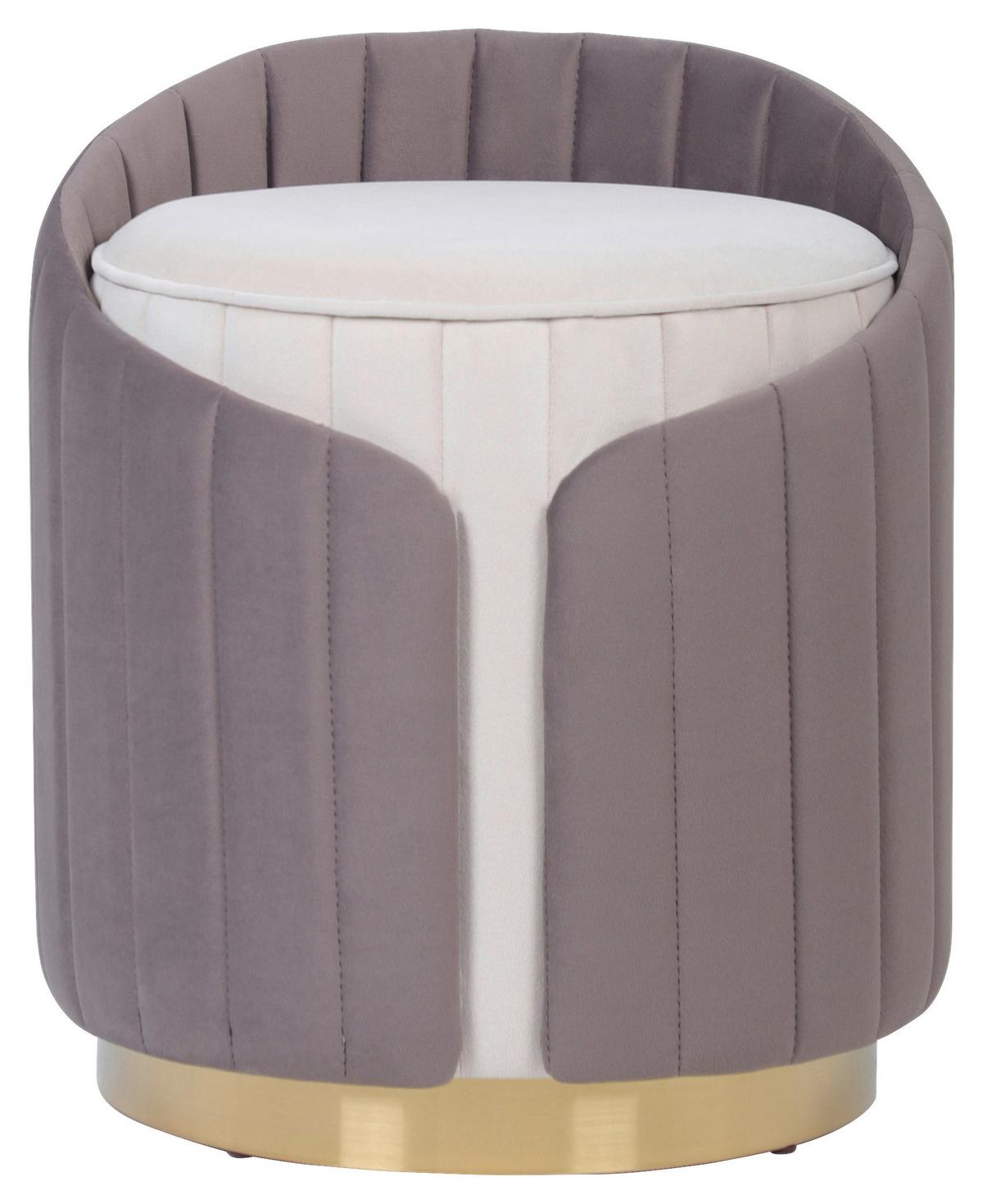 HOCKER CORVIN 125 - Taupe/Beige, Design, Textil/Metall (40/45cm) - Kayoom